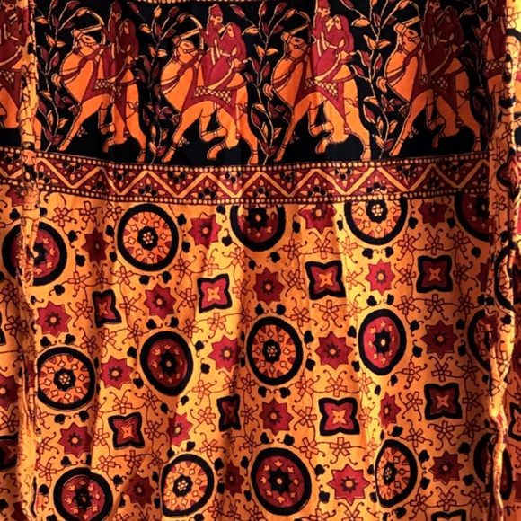 New Orange red red black India new 100% cotton wrap skirt - Picture 3 of 6